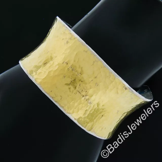 GURHAN Silber & Gelbgold Breit Gehämmerte Oberfläche Offen Armspange Armband