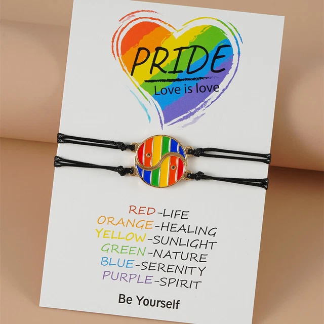2pcs/set Couple Rainbow Rice Beads Creative Handmade Adjustable Braided Bracelet