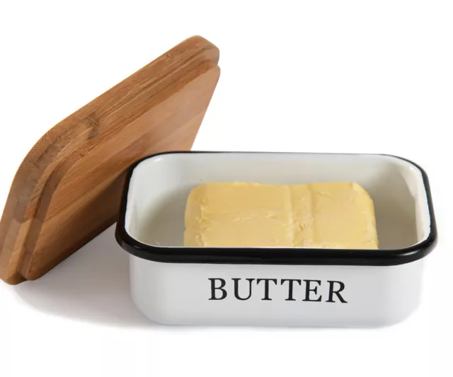 Butterdose mit Holzdeckel, Butterglocke für 250 g Butter, Butter Dish