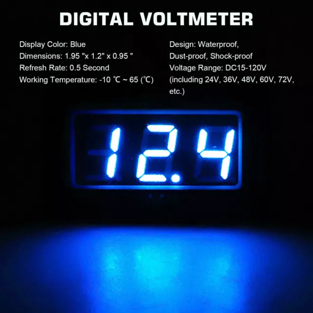 48V Golf Cart Digital Volt Meter Battery Gauge Club Car EZGO Yamaha 48 Volt BLUE 2