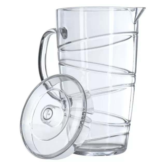 2L Pitcher Jug W/Lid Swirl Design Picnics BBQ’s Party Camping Tumblers Glasses