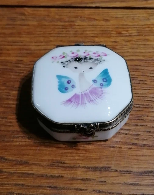 Boîte à Bijoux En Porcelaine Décor Floral - Occasion Avec Traces D'usure
