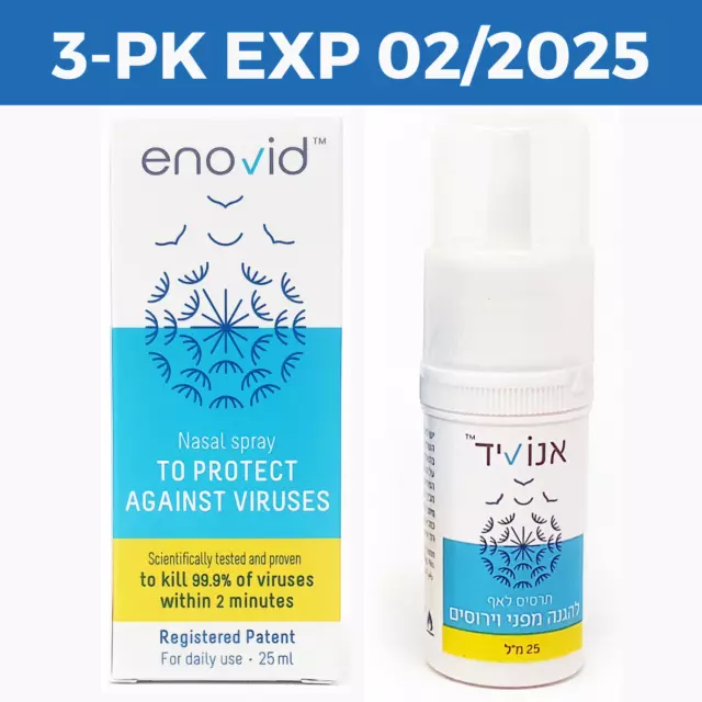 3PK ENOVID Exp. 02/25 SaNotize Anti Viral Nitric Oxide Nasal Spray Free Shipping