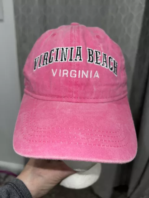 Gorra Sombrero Bordado Rosa Virginia Beach 100 % Algodón Lavado En muy buen estado