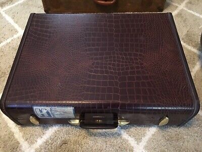 Vintage Samsonite Alligator Hard Shell Brass Clasp Luggage Suitcase