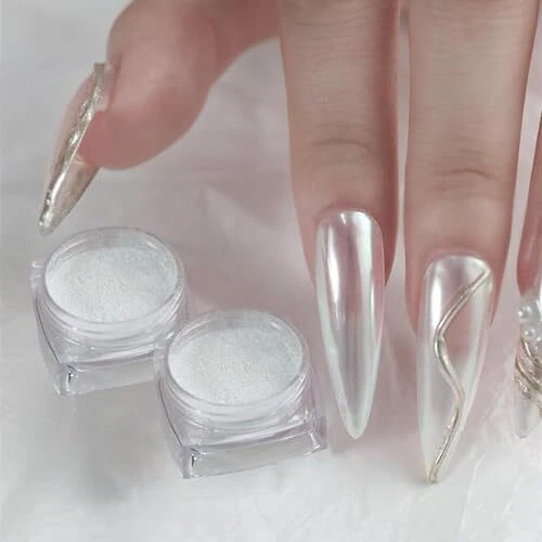 Polvo pigmento iridiscente efecto luz de luna mágica 2 piezas para uñas...