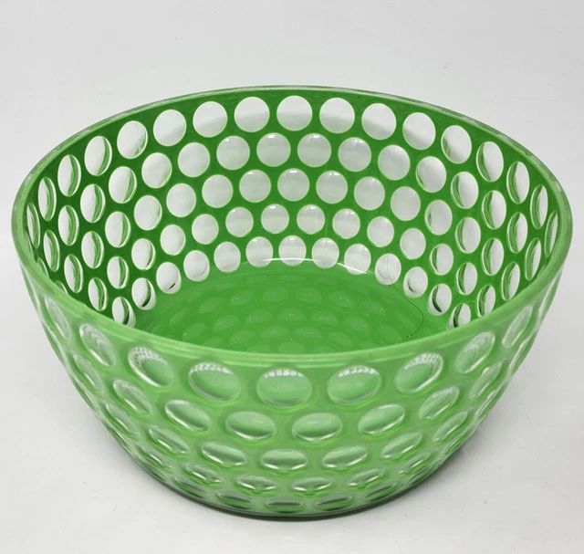 Vintage Acrylic Cut to Clear Salad Bowl Mint Green By Mario Luca Giusti Lente
