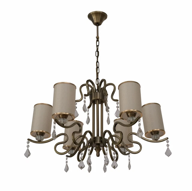 Cremeton Antik Messing Metall 6 Arme Deckenkronleuchter Licht mit Pendeloque C