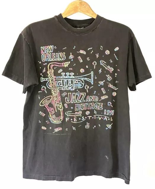 Vintage Hanes Beefy T New Orleans Jazz Heritage Music Festival 1991 T Shirt Sz L