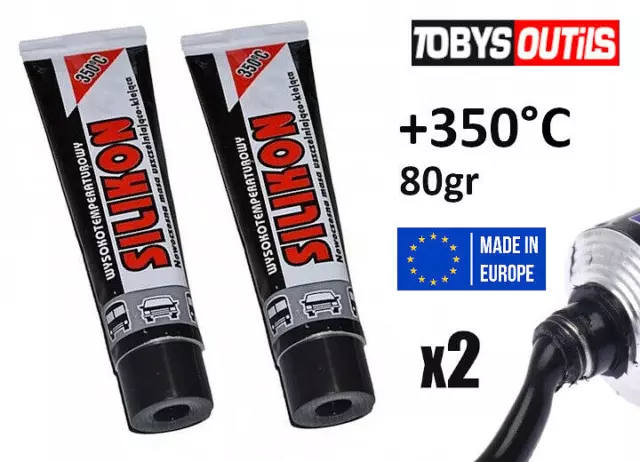 2 x Pâte à joint haute température silicone d'étanchéité moteur NOIR +350°C 80ml