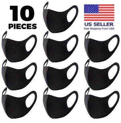 10 Pack Fashion Black Face Mask Reusable Washable Breathable Unisex Adult USA