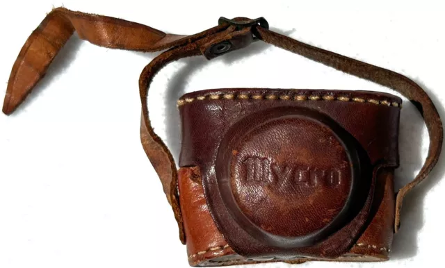 Vintage 2" Mycro Sanwa Co. Miniature Spy Camera With Leather Case