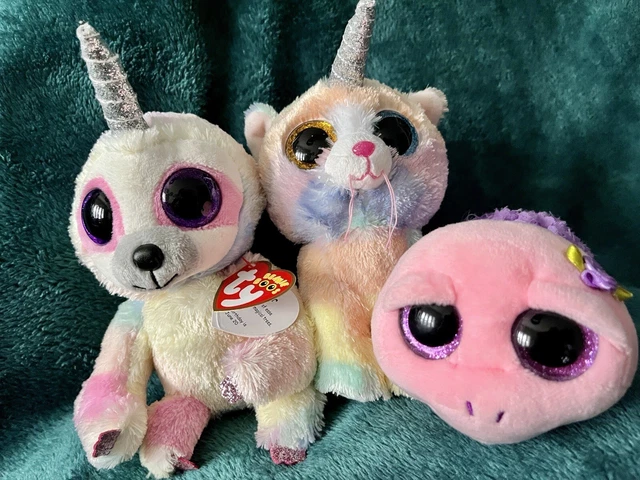 TY Plush Bundle Of 3 Soft Toy 🎄Stocking Filler. Unicorn Sloth & Cat & Turtle
