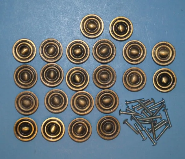 22x Round Bronze/Brass Cabinet Knobs * Oil Rubbed * 1-1/4" * lot of 22* w/screws