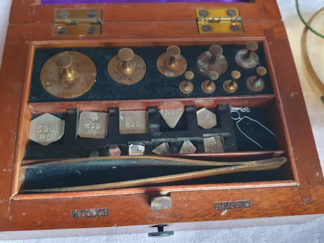 Alter Gewichtssatz, Feingewichte & Waage "W. Hosch Giessen" Weights & scale g&mg 3