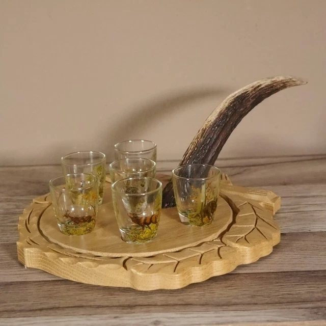 Aguardiente Proveedor Schnapsbrett H13cm Ciervo Asa Con 6 Pieza " Corto " Vasos 2