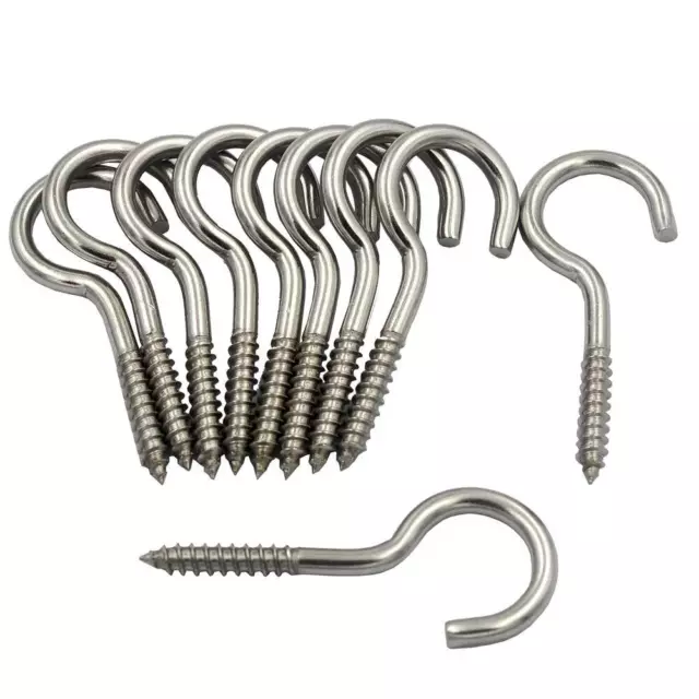 Screw In Hooks Marine Grade Stainless Steel or Zinc Plated Boat Garden Cup Hook