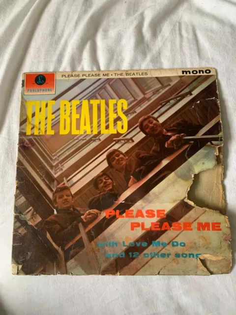 The Beatles Please Please Me Original 1963 Vinyl Cover BAD DAMAGE