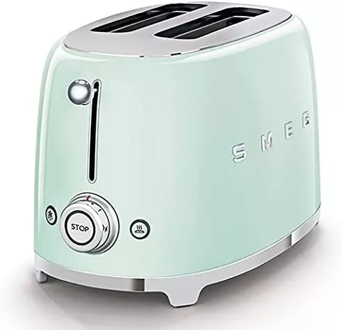 Smeg 50's Retro TSF01PGUK 2 Slice Toaster Stainless Steel in Pastel Green