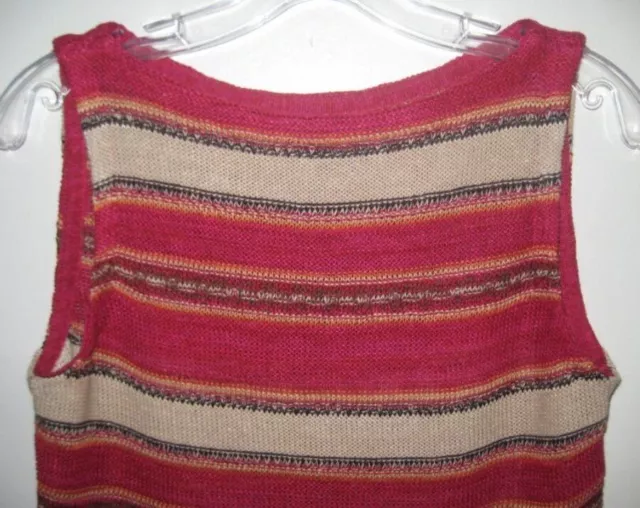 Vintage LRL Ralph Lauren Sweater Tank Linen Cotton Striped Petite Small PS 2