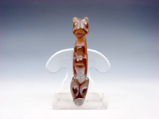 Old Nephrite Jade Stone Carved HongShan Culture Double Head Monster #09082305