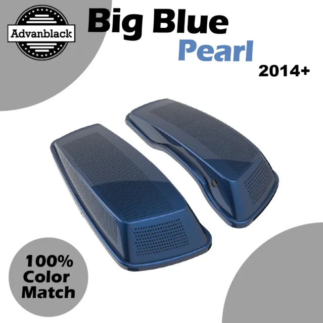 Big Blue Pearl Dual 6x9 Saddlebag Speaker Lids Audio Cover For Harley 14+