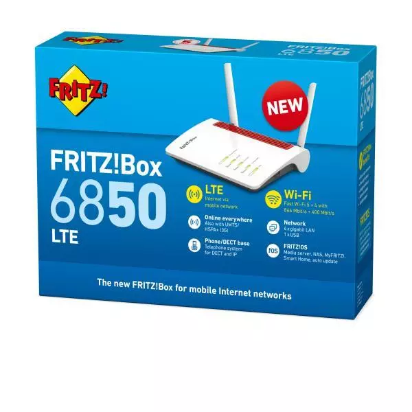 FRITZ! Box 6850 LTE router wireless Gigabit Ethernet Dual-band (2.4 GHz/5 GHz) 3 3