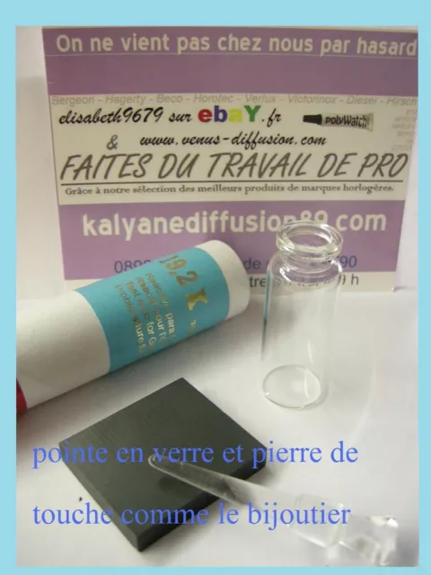 Test testeur tester or 18 karat pierre + fiole verre