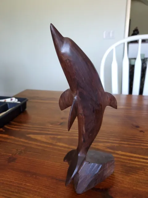 Vintage Ironwood Wood Carving - Dolphin / Porpoise - 11.5" Figurine Sculpture.