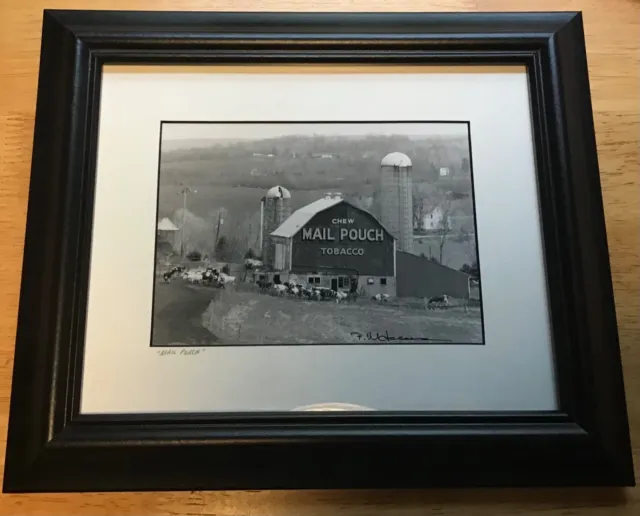 “MAIL POUCH”Chew Mail Pouch Tobacco Barn Signed Photo Framed Black&White Picture