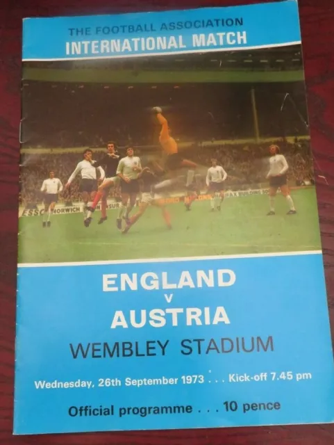 England Austria International Friendly September 1973 Match Programme