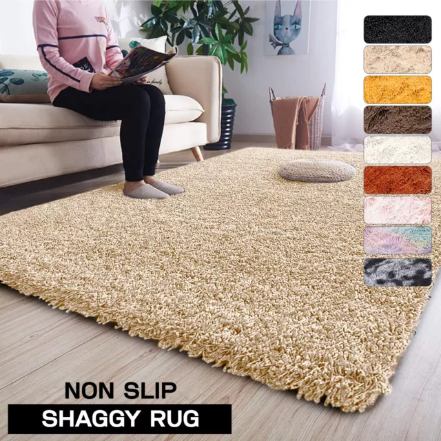 Thick Shaggy Large Rugs Non Slip Hallway Runner Rug Living Room Carpet Soft Pile