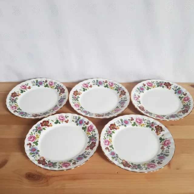 Royal Stafford Fine Bone China Cake Side Plates x 5 Floral Pattern