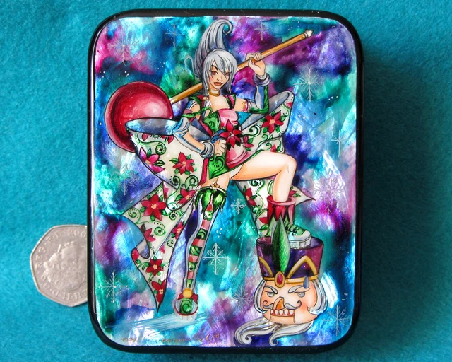 Schiaccianoci Fairy Laccato Scatola Gingillo Cover Carta Firmato Russo a Mano