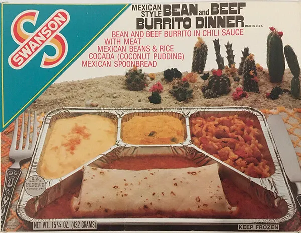 1985 SWANSON TV MEXICAN STYLE BURRITO FROZEN DINNER Metal Magnet 3x4 inches 8694