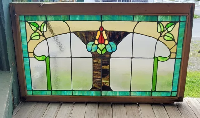 Antique Art Nouveau Stained Glass Window