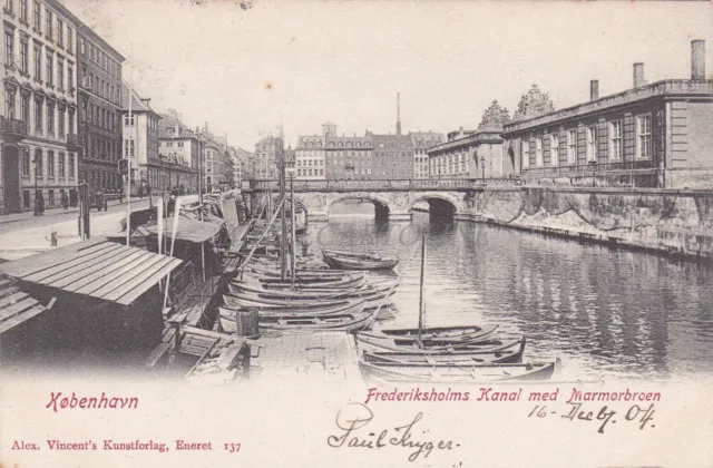 DENMARK - Copenhagen Kobenhavn - Frederiksholms Kanal med Marmorbroen 1904