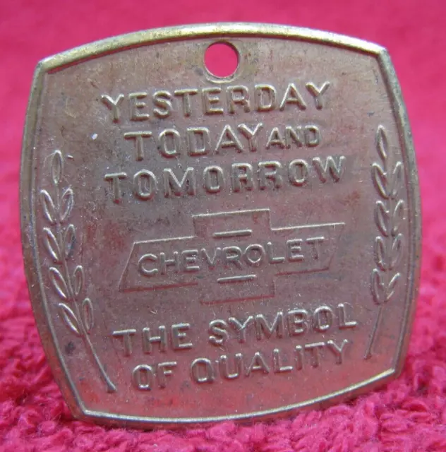 Vintage 1960's Chevrolet "Symbol of Quality" Keychain Fob Accessory Bowtie OEM