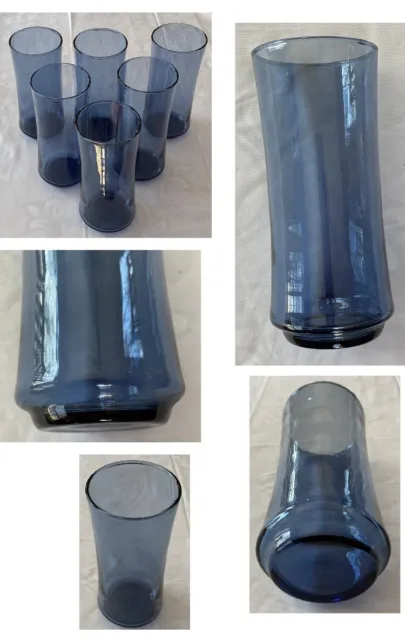 VINTAGE Libbey Glass Tumblers 16 oz. BOLERO BLUE 6-Piece Set