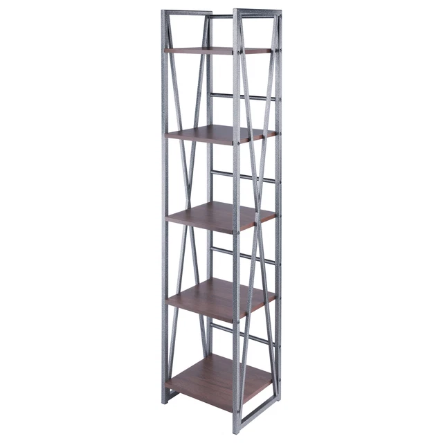 Isa 5-Tier Shelf, Graphite and Walnut Isa 5-Tier Shelf, Graphite and Walnut