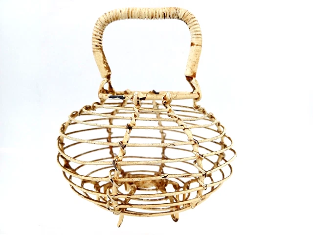 PETIT PANIER A SALADE MINIATURE EN FIL DE FER 1900 Pour Poupée Ancienne