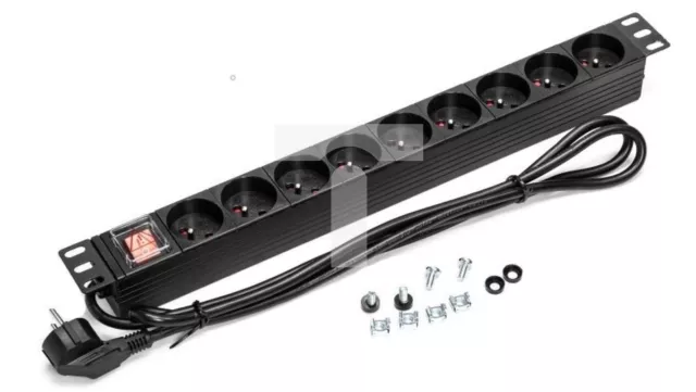 RACK 19 1U power strip, 9 sockets with a switch, 1.8 m /T2UK