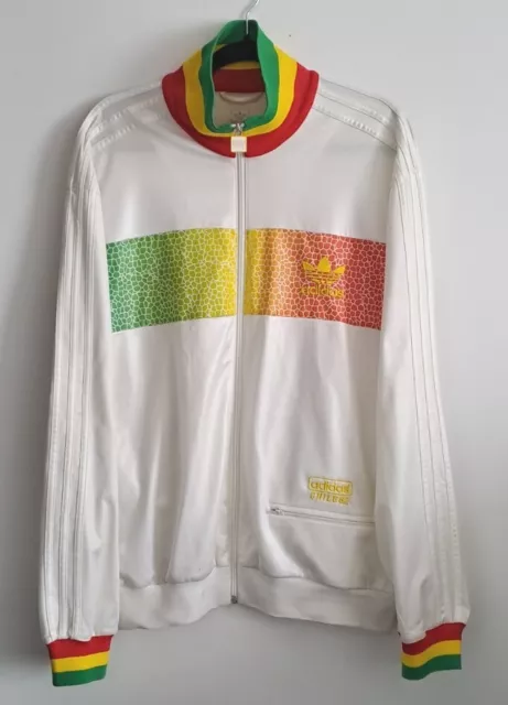 RARE ADIDAS CHILE 62 Rasta Limited Track Jacket M Vintage Marley Jamaica White EUR 120 00 PicClick FR