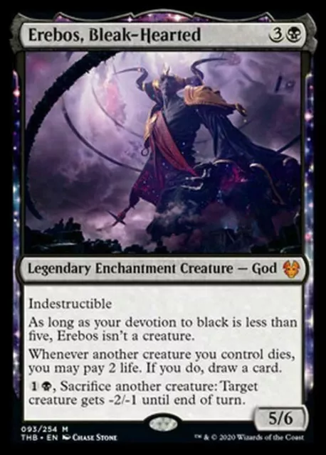 Erebos, Bleak-Hearted 1x FOIL THB MTG Theros Beyond Death Mythic MINT black Erebos, Bleak-Hearted 1x FOIL THB MTG Theros Beyond Death Mythic MINT black
