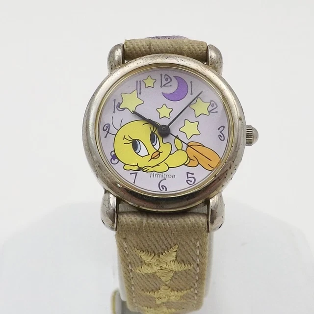 OROLOGIO LOONEY TUNES Tweety Bird Moon Stars Viola Faccia Nuova