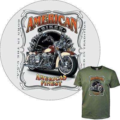 Biker T-Shirt Americano Classic Harley-Motiv Culto Moto Oldtimer 4173 Oliva