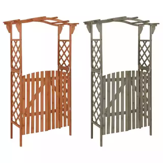 Solid Firwood Pergola with Gate Wooden Garden Arch Gate Brown/Grey vidaXL