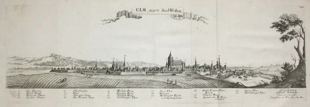 Ulm Panorama Baden-Württemberg Sveva Alb Incisione Bodenehr 1720