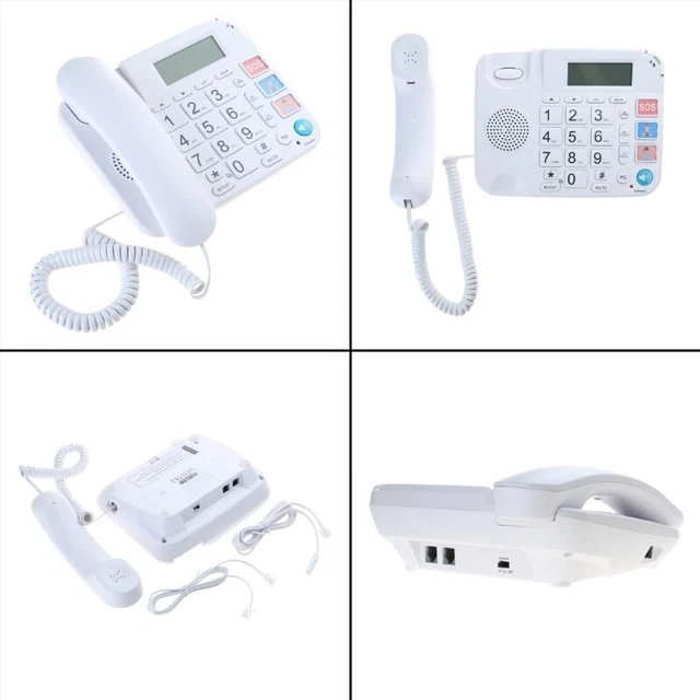 Corded Phone Big Button Desk Landline Telephone Support Hands-Free CallerID SOS
