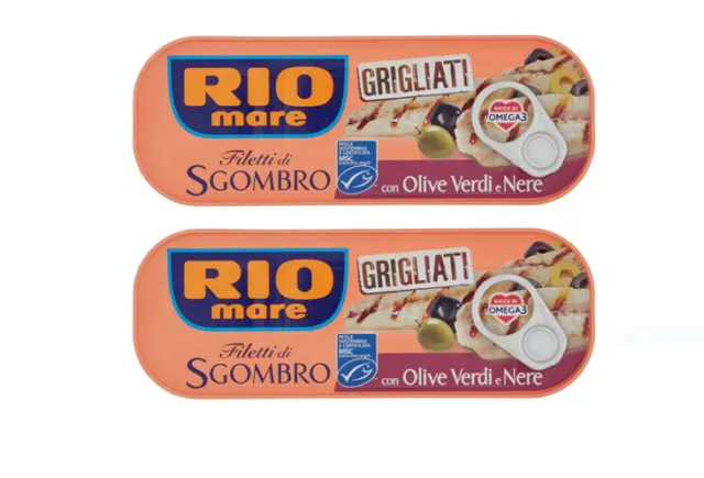 2 PEZZI DI Rio Mare Filetti di Sgombro Grigliati con Olive Verdi e Nere da 120 g
